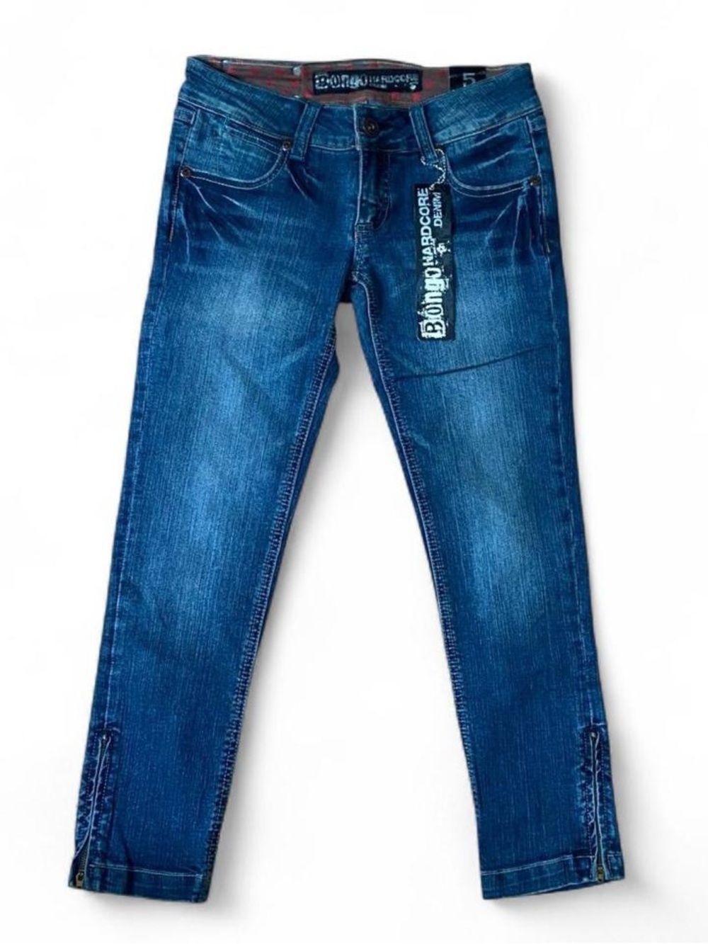 BONGO Women's Deadstock Vintage Y2K NWT Lowrise Skinny Capri Blue Jeans
